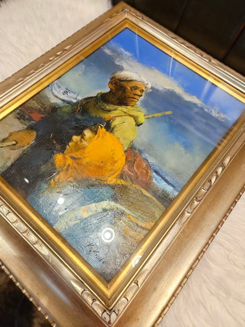 工藤和男「陽光の浜」油彩 F6号 創元会元会長 労働者の賛歌 一枚の繪