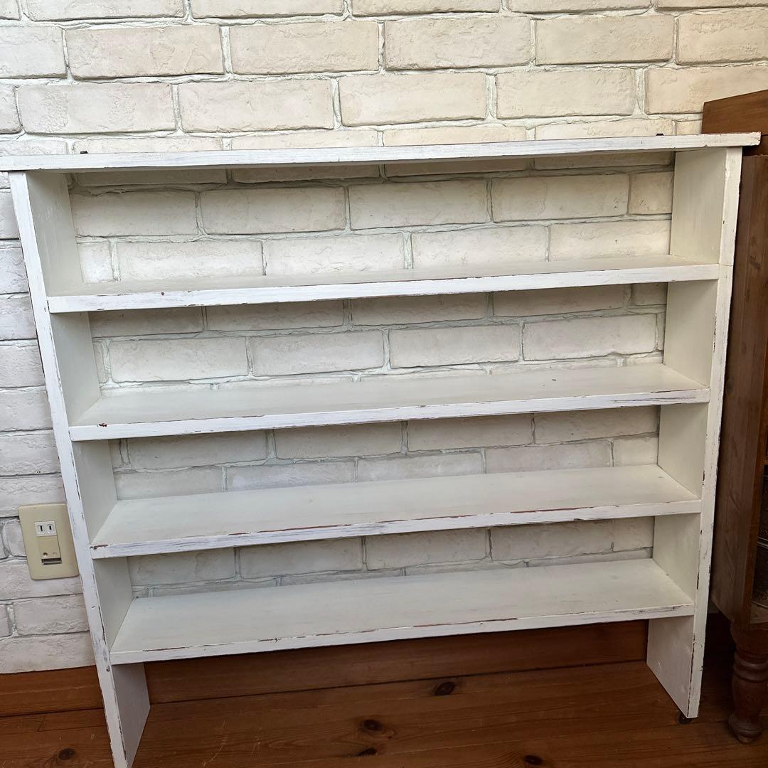 アンティーク木製壁掛け棚 4段 ホワイト