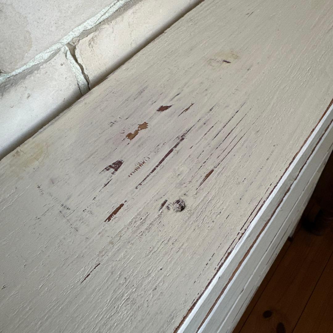 アンティーク木製壁掛け棚 4段 ホワイト