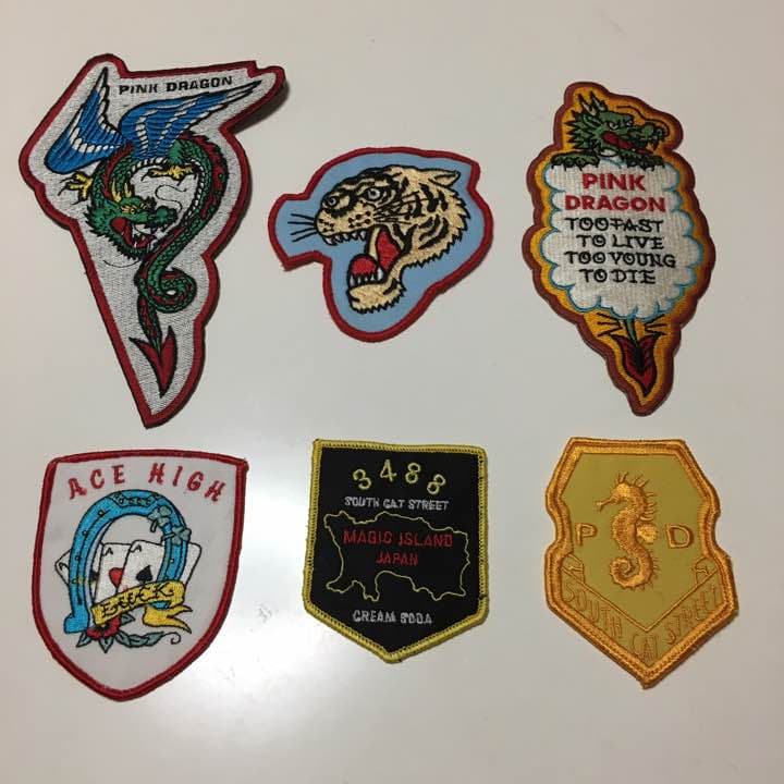 クリームソーダ ピンクドラゴン ビンテージ ワッペン 6個セット