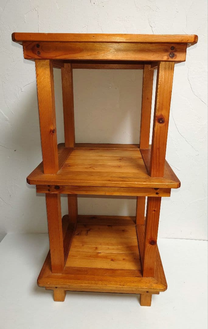 天然木 オープンシェルフ 2段ボックス ウッドラック小物入れ 収納 飾り棚 花台