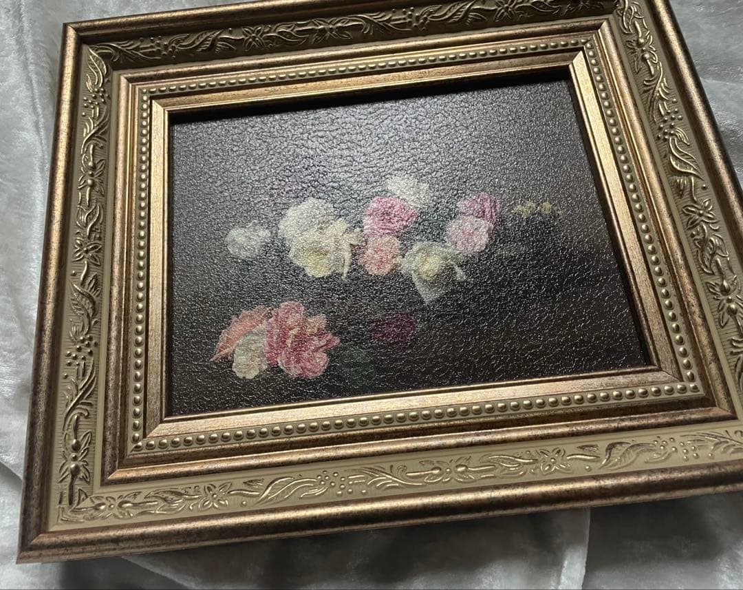 ラトゥール ばらの籠 絵画 名画 複製画 額縁 油絵 薔薇 アンティーク