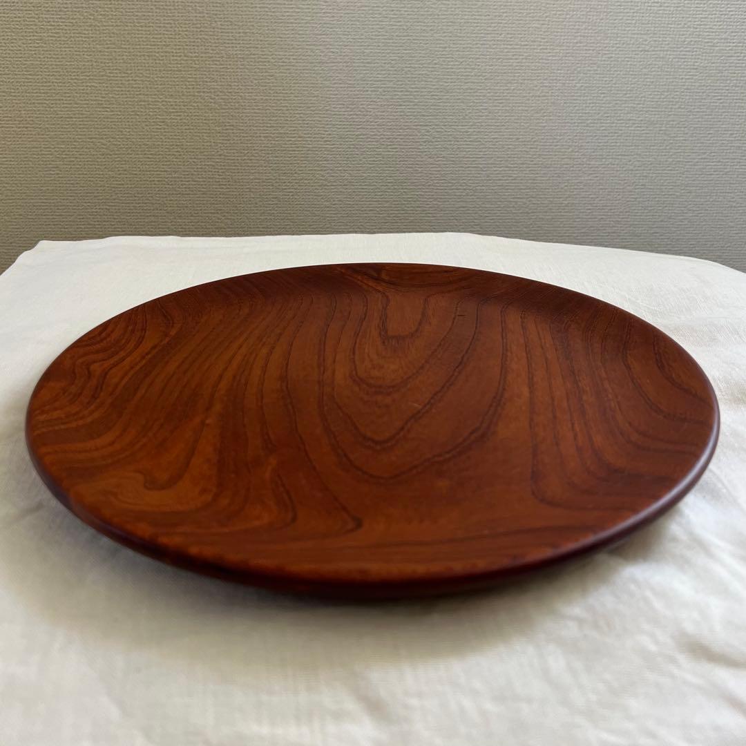 Zelkova皿 木製円形プレート 茶色 木目模様