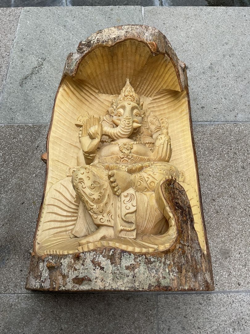 「特別価格」ガネーシャ像(夢をかなえる神様)木彫り H 25.5cm