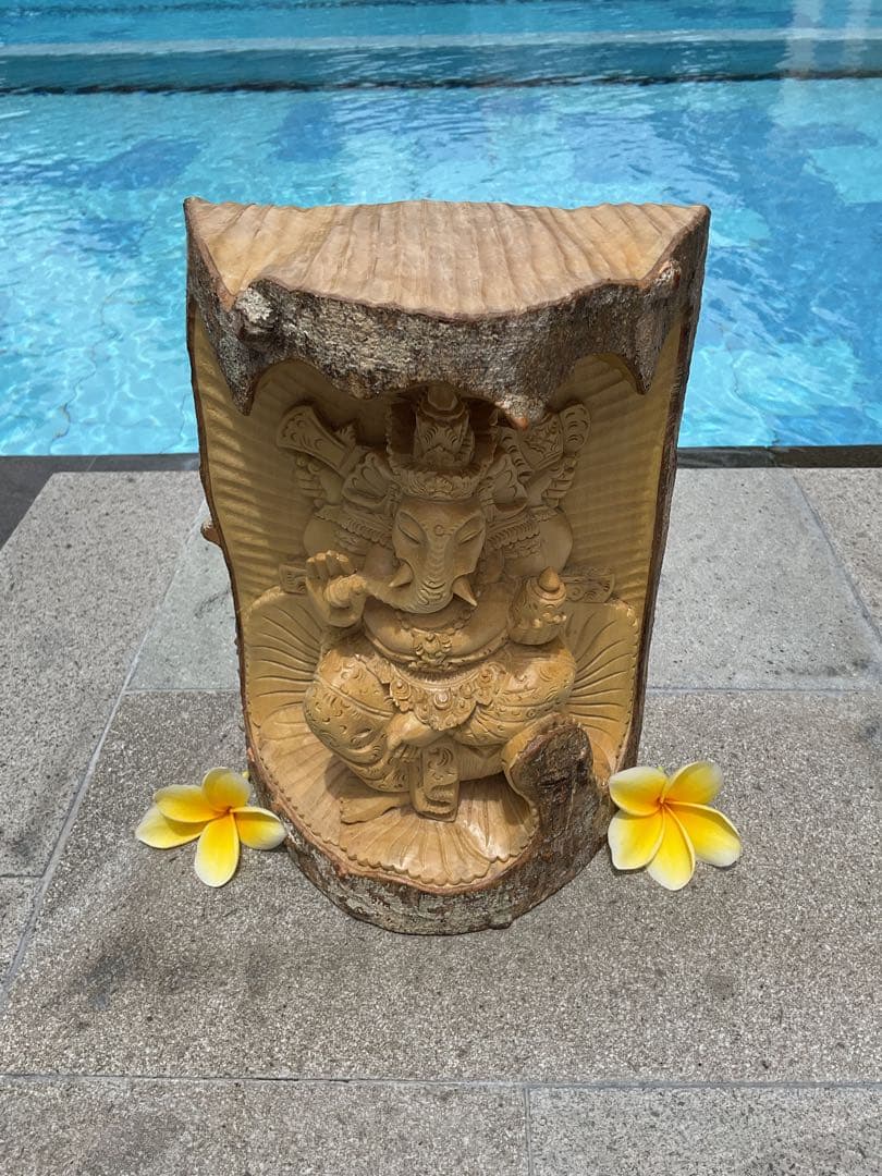 「特別価格」ガネーシャ像(夢をかなえる神様)木彫り H 25.5cm