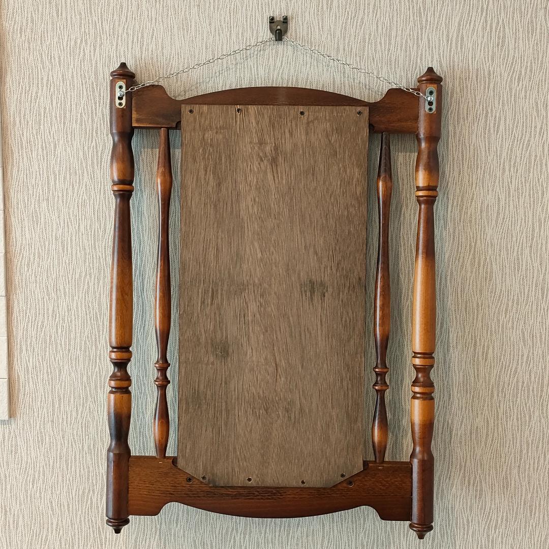 〈美品〉アンティーク　ウォールミラー　フック付き　鏡付きハンガーラック