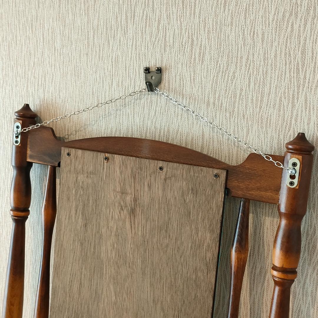 〈美品〉アンティーク　ウォールミラー　フック付き　鏡付きハンガーラック