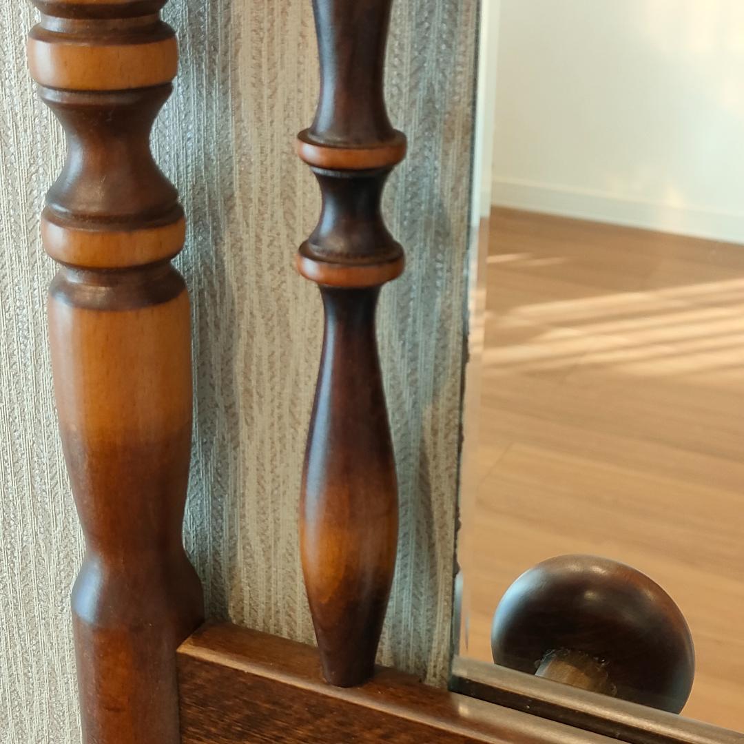 〈美品〉アンティーク　ウォールミラー　フック付き　鏡付きハンガーラック