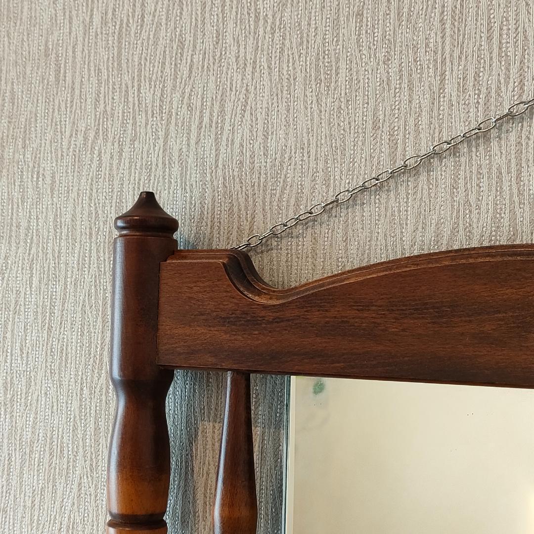 〈美品〉アンティーク　ウォールミラー　フック付き　鏡付きハンガーラック