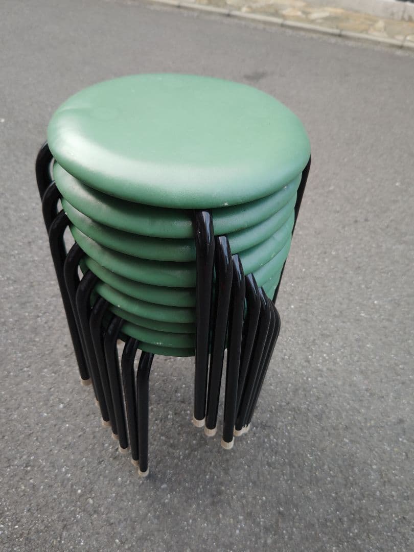 丸椅子 パイプ椅子 9脚セット グリーン