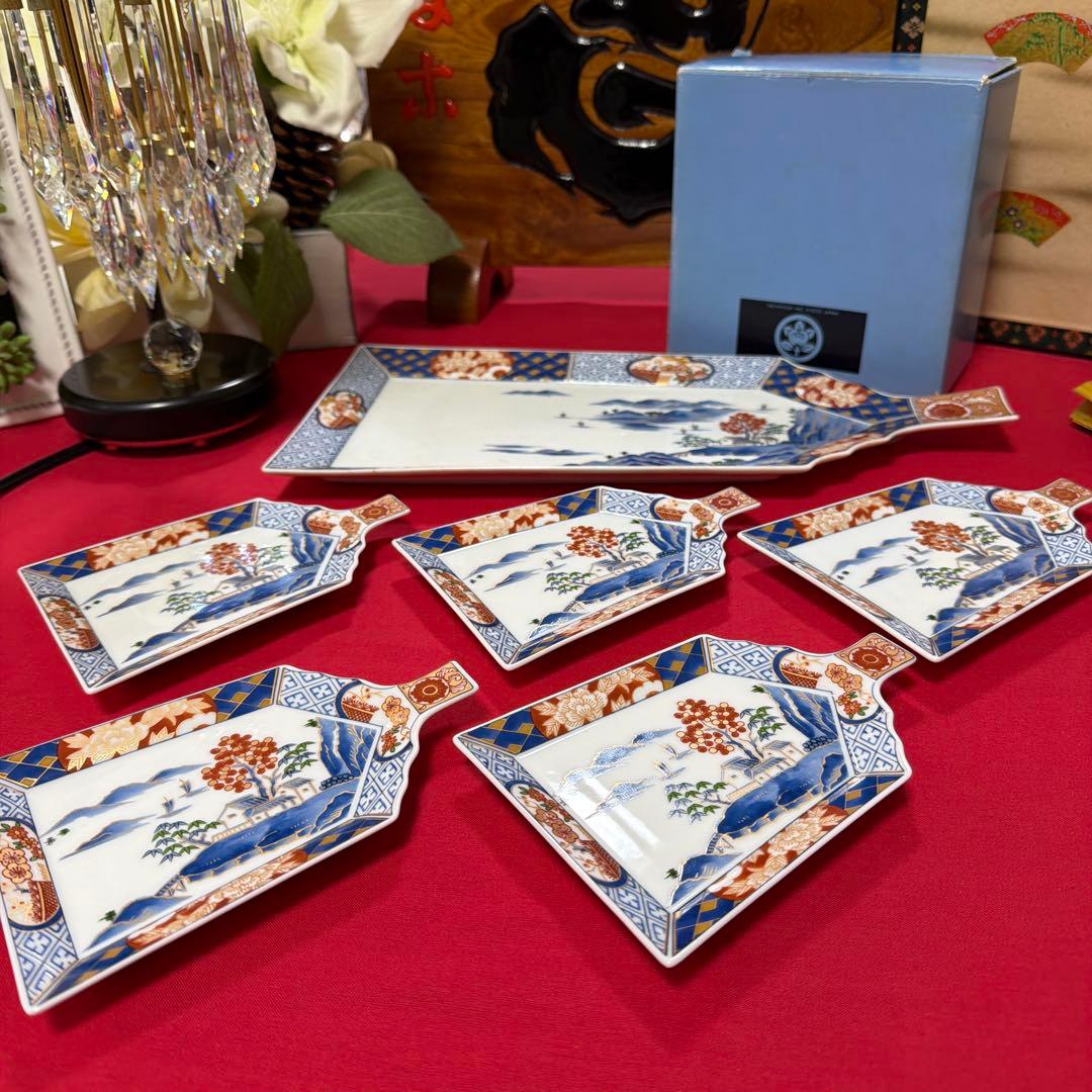 美品　醍醐窯　お正月セット　大皿&銘々皿セット　No.4-26