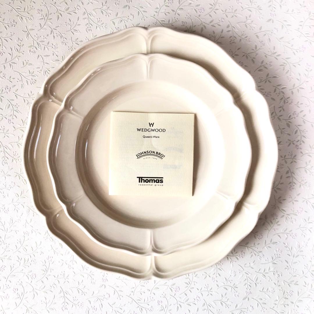 ウェッジウッド クィーンズプレイン 大皿 中皿26㎝・21㎝ Thomas 食器