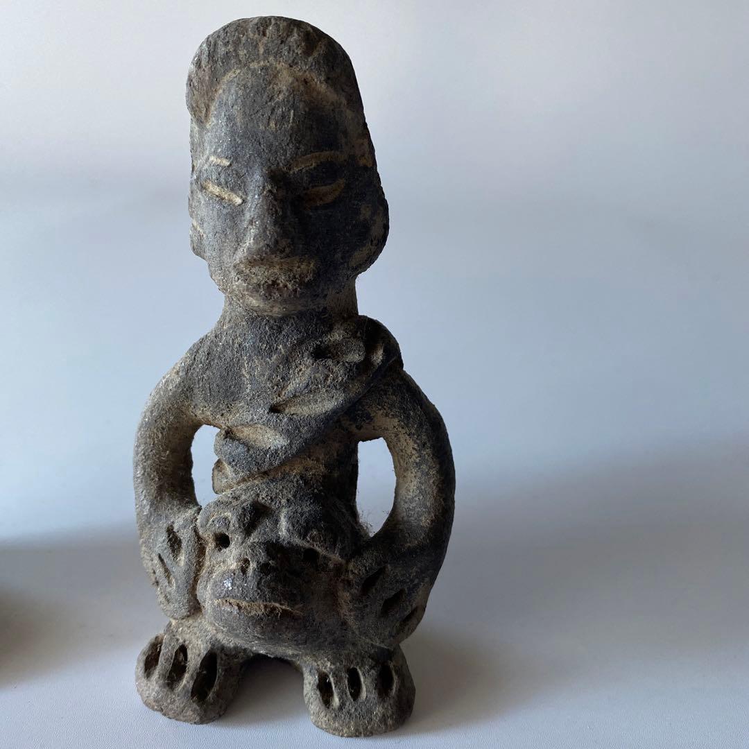 メキシコ 土製人物像 一対 プリミティブアート 中米系 土偶 人物像 ペア