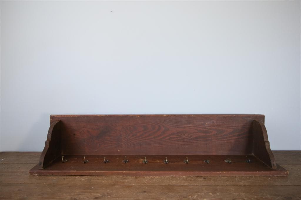 フランスアンティーク木製ウォールフック/シェルフ/壁掛けラック(90-55)