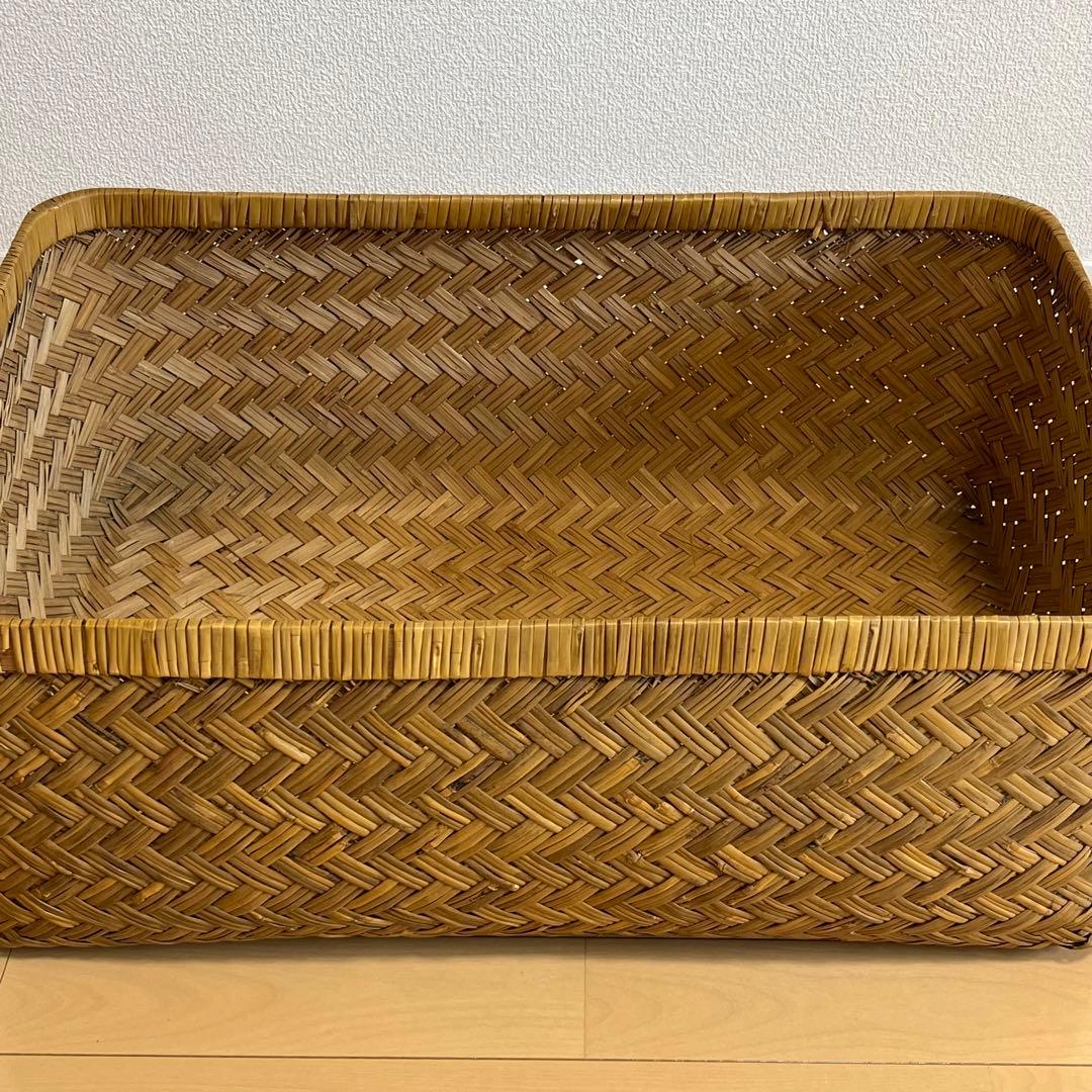 美品✨竹行李 古道具 アンティーク竹籠 収納カゴ昭和レトロ - メルカリ