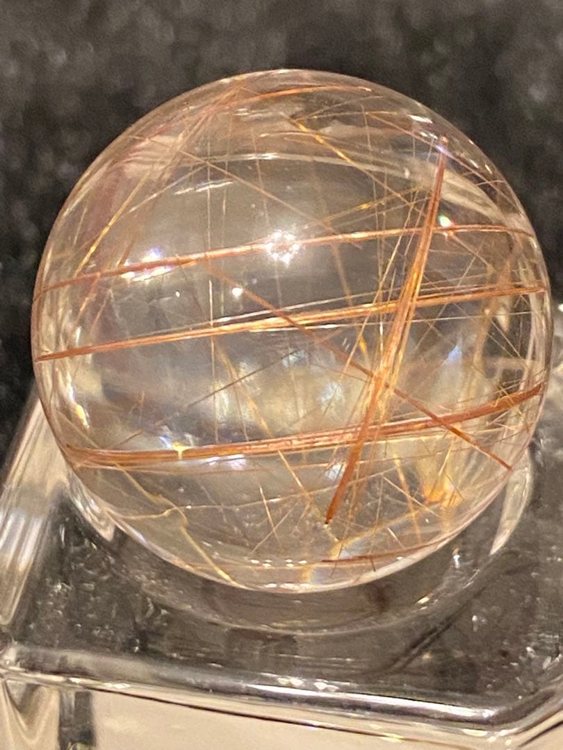 【金運・恋愛・商売繁盛】 ミニ！希少オレンジルチルスフィア⭐️R43⭐️台座付き