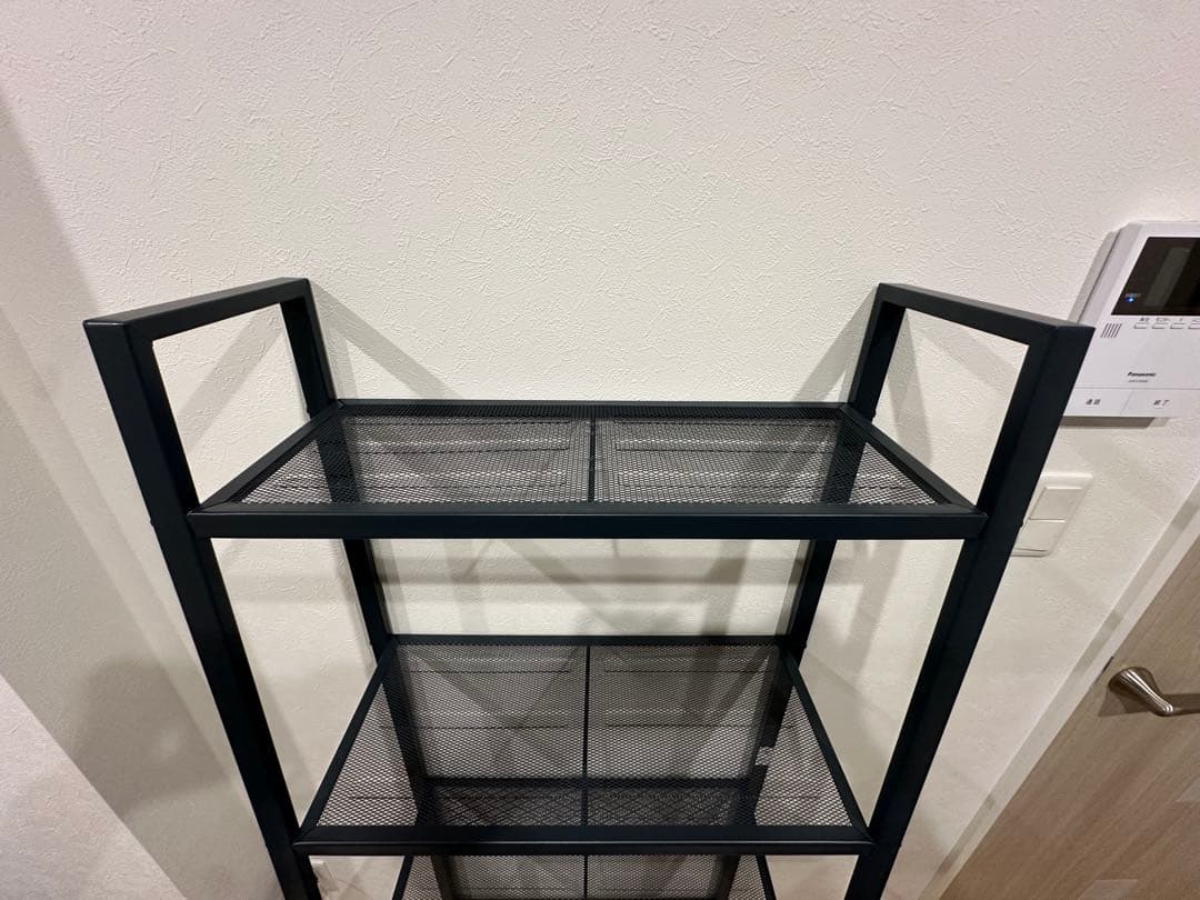 オープンシェルフ アイアンラック 4段 ダークグレー メッシュ棚