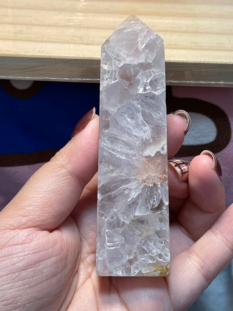 ピンクアメジストタワー 桜瑪瑙 天然石　丸玉　台座付き　4点セット　バラ不可