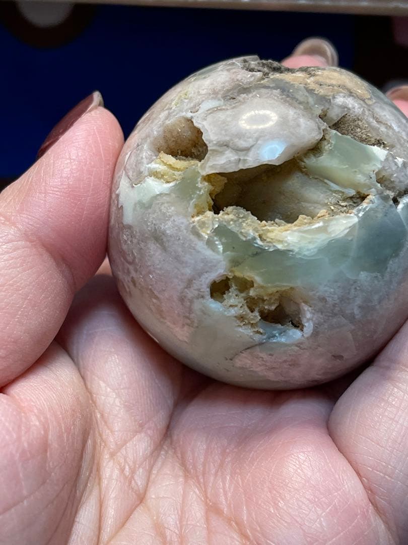 ピンクアメジストタワー 桜瑪瑙 天然石　丸玉　台座付き　4点セット　バラ不可