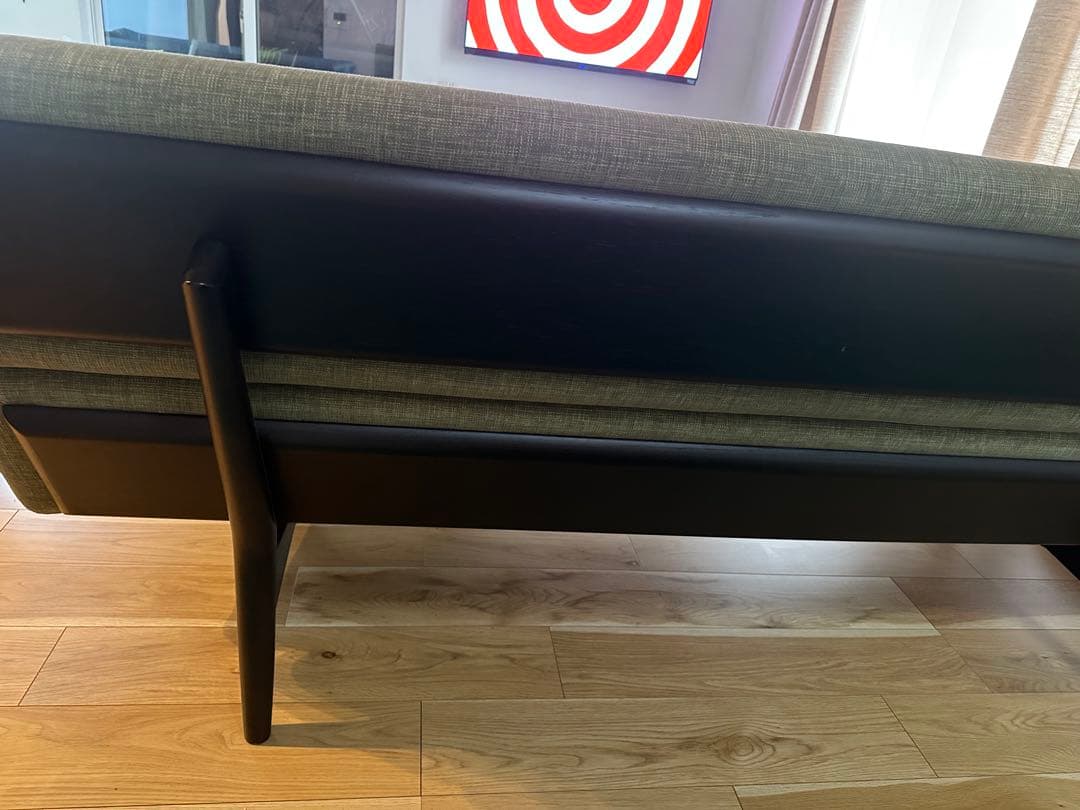 【美品/値下げ交渉OK】3Pソファ グリーン 天然木材