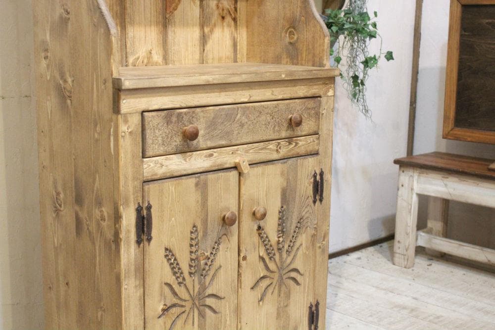 ハンドメイド　1ドロワ麦穂のカップボード