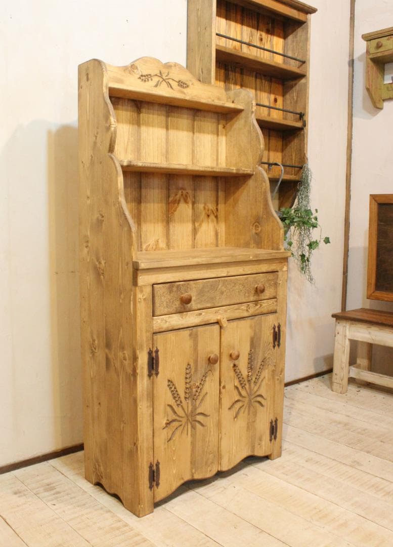 ハンドメイド　1ドロワ麦穂のカップボード