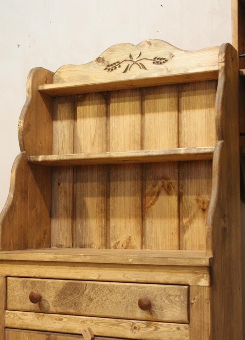 ハンドメイド　1ドロワ麦穂のカップボード