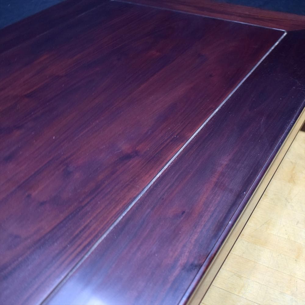 翠峰作　大阪唐木指物　中澤唐木　伝統工芸品　漆塗り　座卓　座敷机　無地角渦　紫檀