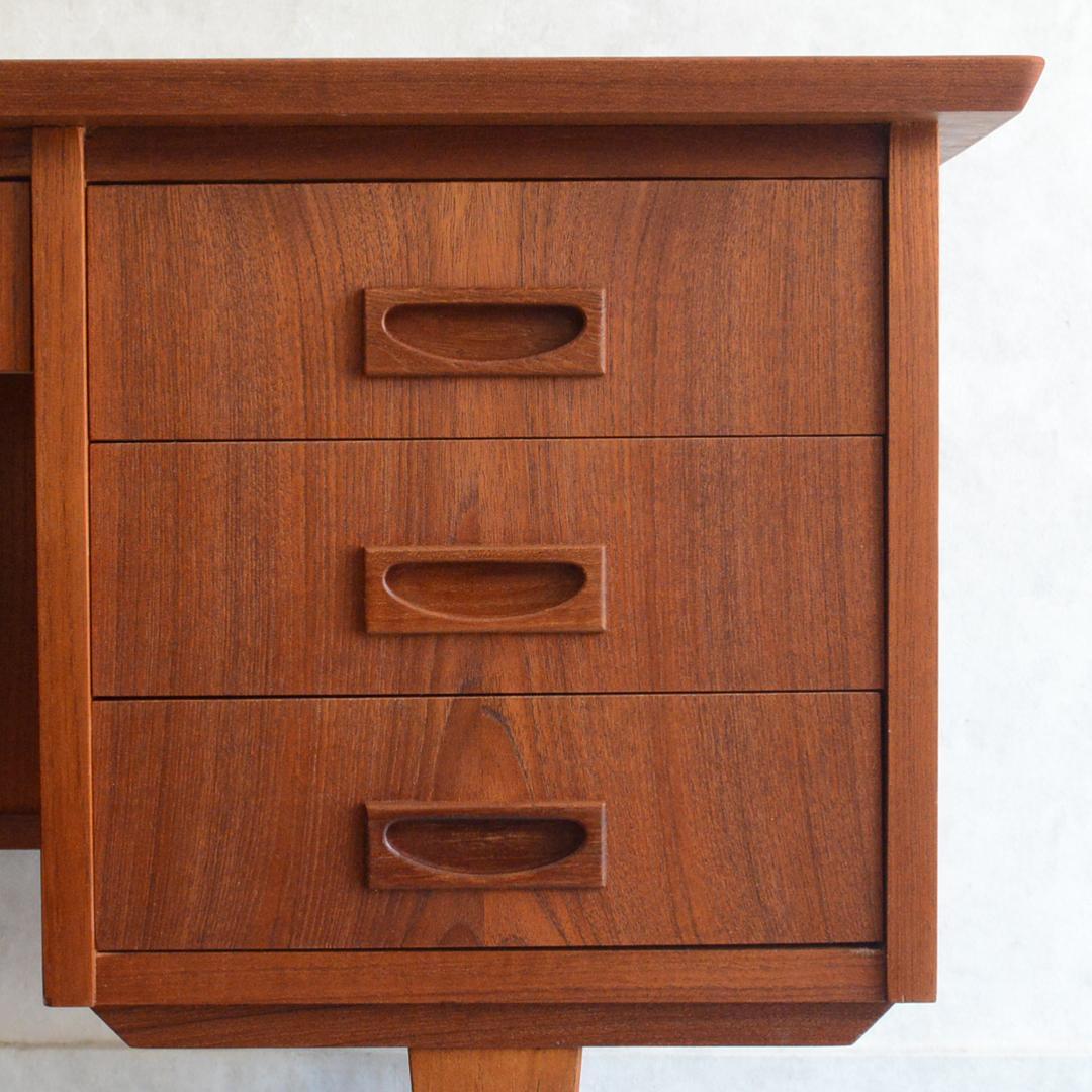 シロップデンマーク 北欧ヴィンテージ チーク デスク 鍵付 北欧家具 机