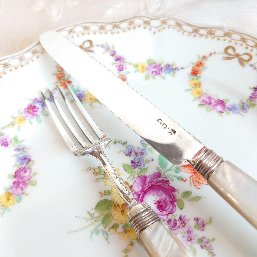 白蝶貝　マザーオブパール　純銀　カトラリー　ナイフ　フォーク　スターリング