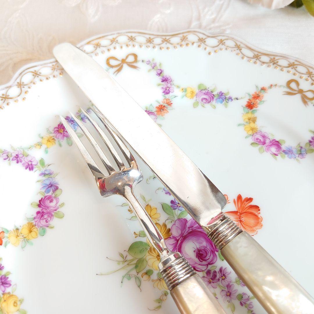 白蝶貝　マザーオブパール　純銀　カトラリー　ナイフ　フォーク　スターリング