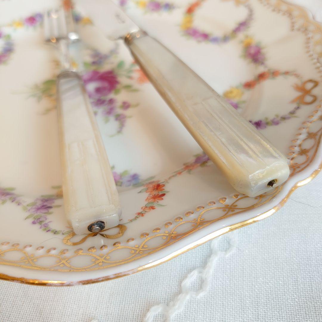 白蝶貝　マザーオブパール　純銀　カトラリー　ナイフ　フォーク　スターリング