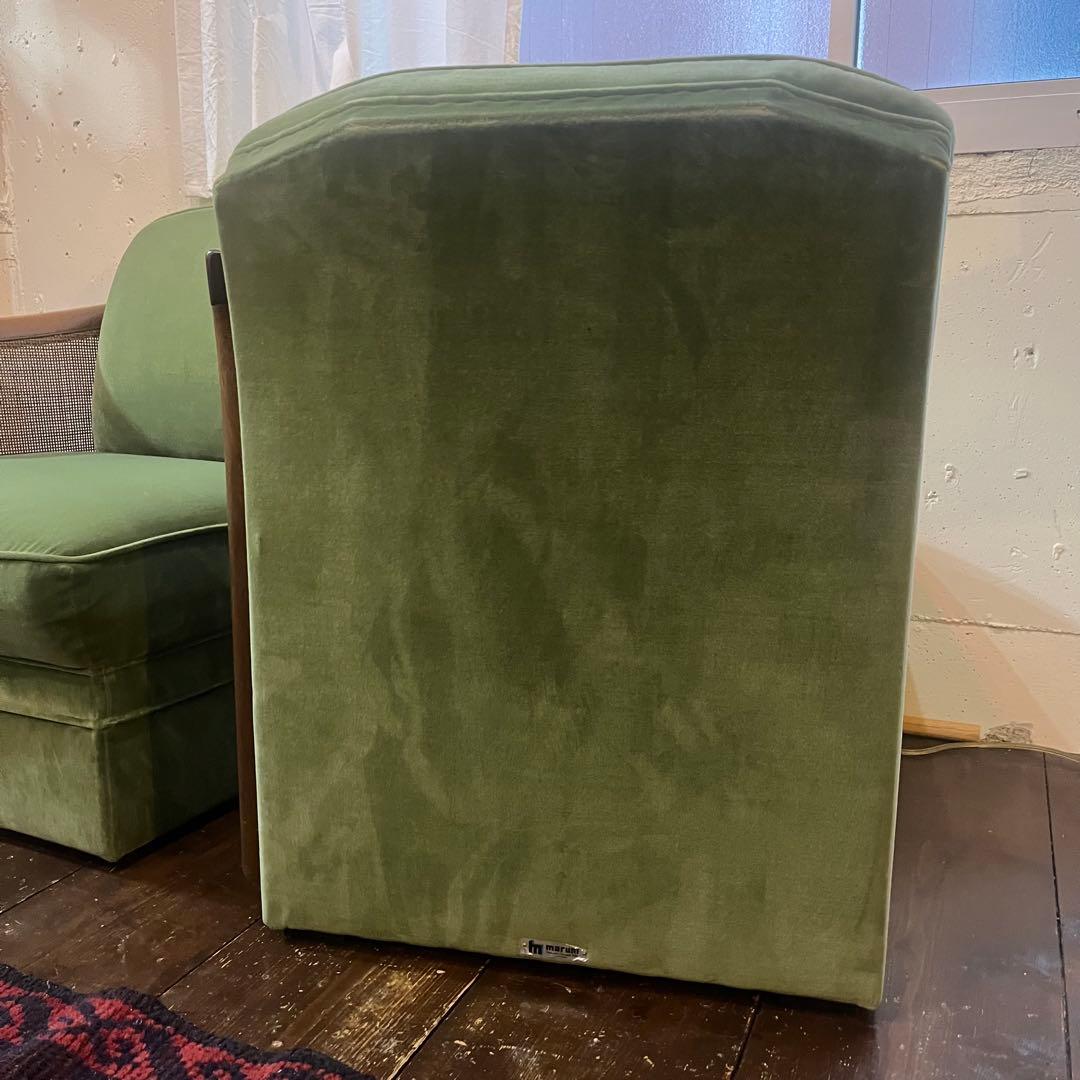 maruni 地中海 2人掛けソファ ウッドフレーム ラタン ベロア マルニ