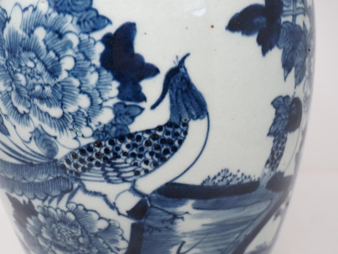 染付　花鳥紋　花瓶　-SO