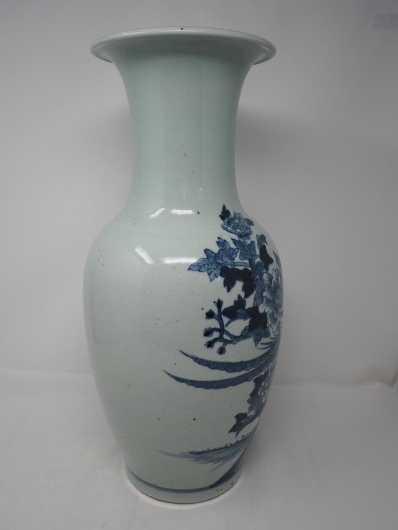染付　花鳥紋　花瓶　-SO