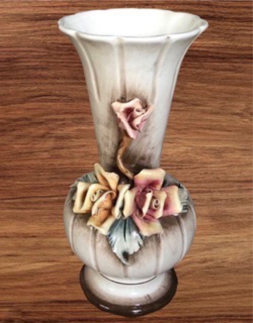 カポディモンテ 花瓶 バラ 陶花 フラワーベース インテリア イタリア製