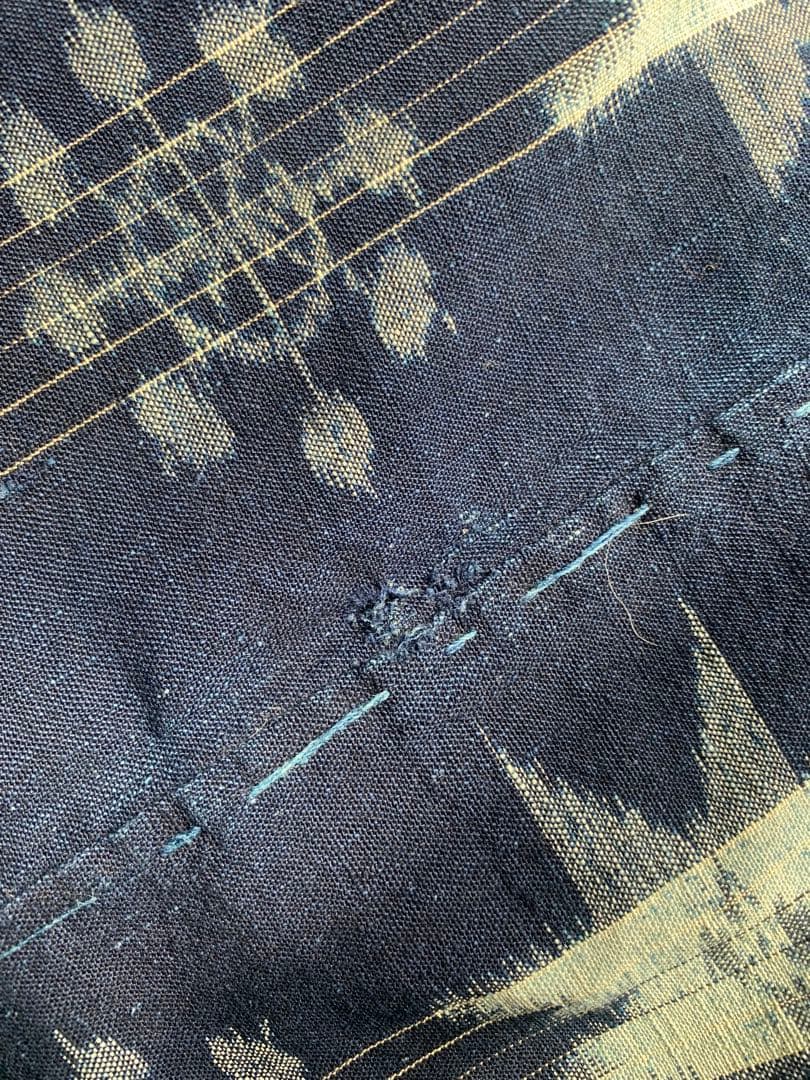 藍染　古布　絵絣　浅葱色　4幅