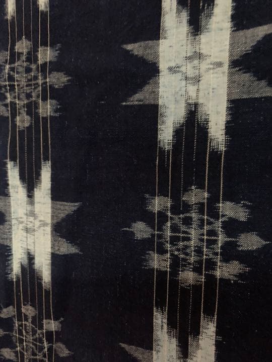 藍染　古布　絵絣　浅葱色　4幅