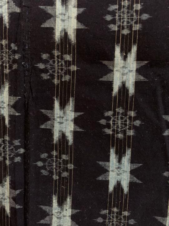 藍染　古布　絵絣　浅葱色　4幅