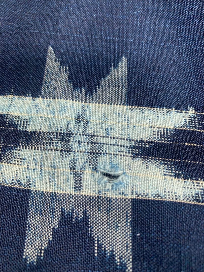 藍染　古布　絵絣　浅葱色　4幅