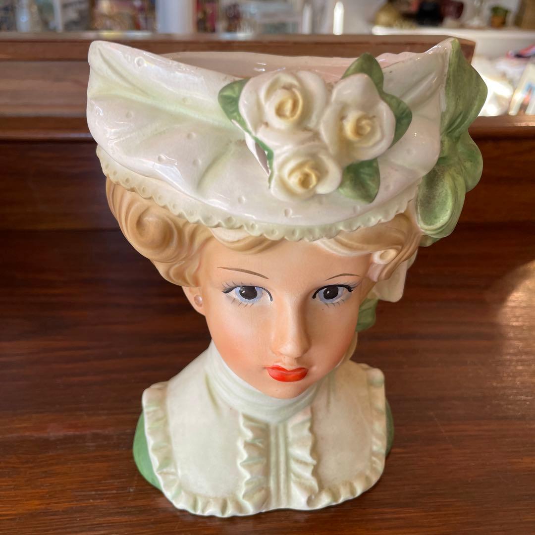 貴重Big！50s 西洋女性の花瓶　アメリカアンティークUSA雑貨ヴィンテージ
