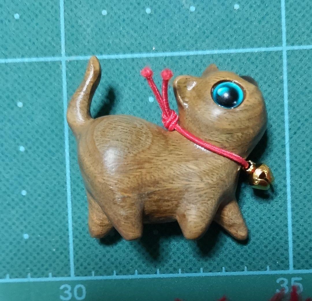 猫　置き物　木彫り　スーダン　【34】