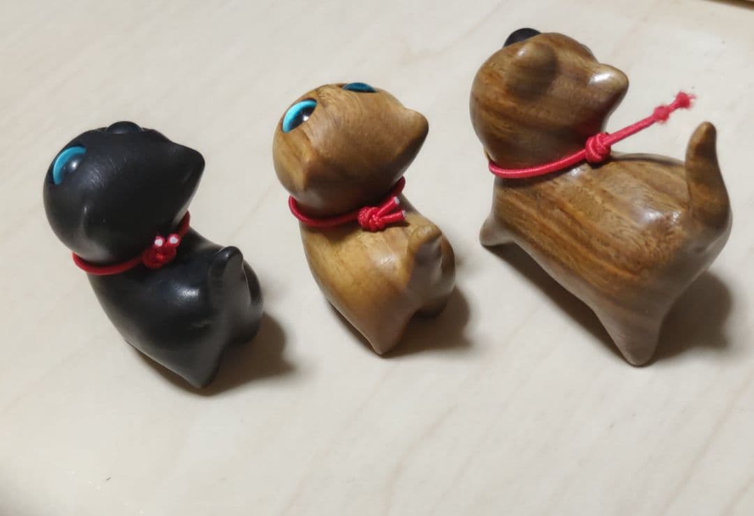 猫　置き物　木彫り　スーダン　【34】