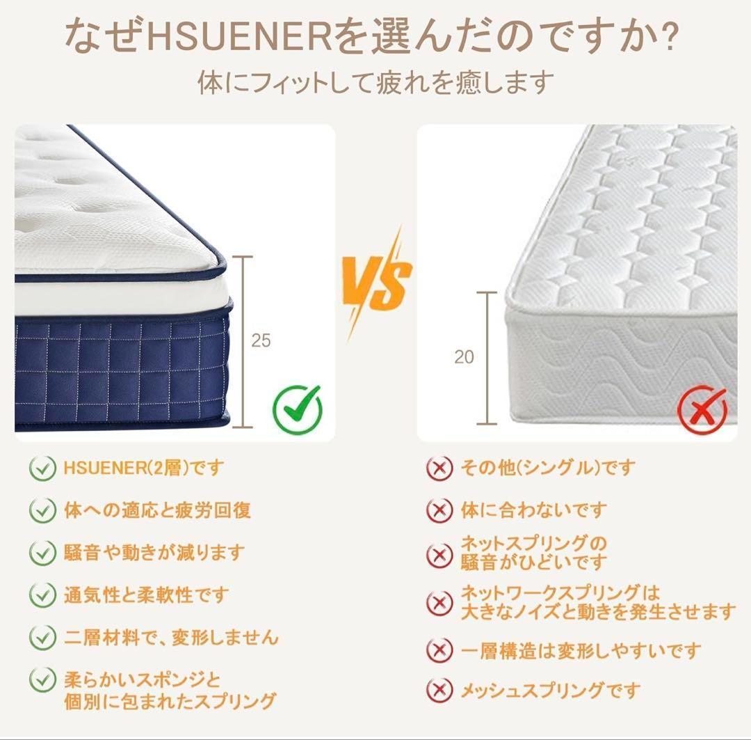 送料込 マットレス ポケットコイル 厚さ25cm 高反発 360N シングル