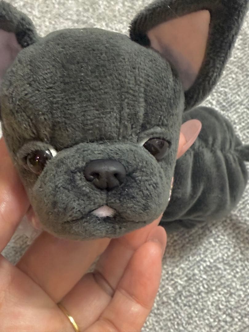 ★ハンドメイド★ くたくた フレンチブルドッグ ぬいぐるみ グレー 中サイズ