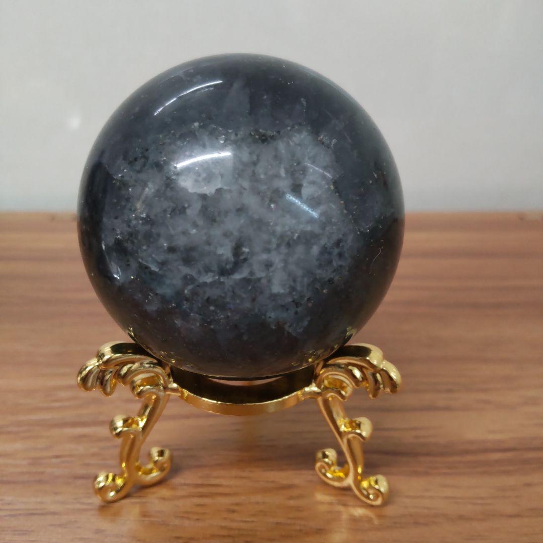 天然石　パイライトインフローライト(ギャラクシーフローライト)　スフィア台座付き