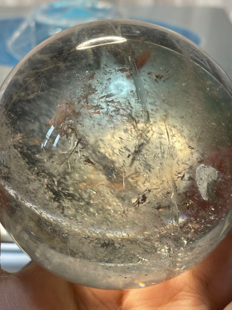 綺麗　高透明❣️天然石　 緑幽霊レインボーオーラ水晶 丸玉　スフィア 79.8ミリ