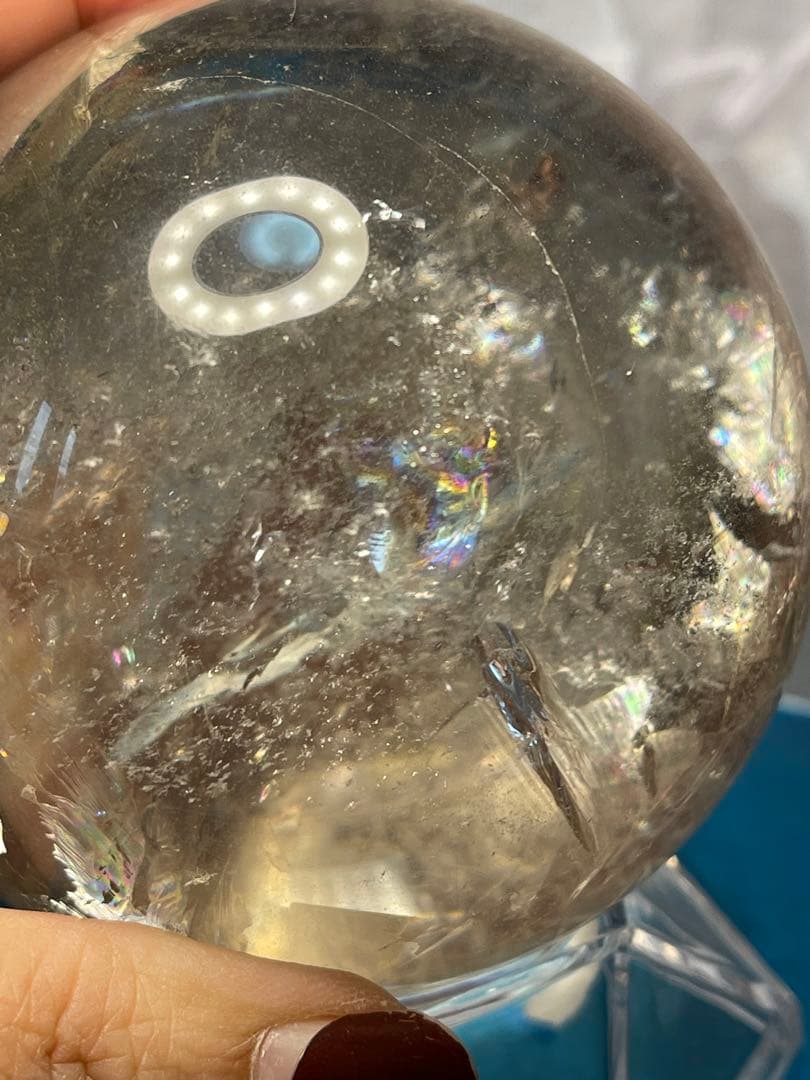 綺麗　高透明❣️天然石　 緑幽霊レインボーオーラ水晶 丸玉　スフィア 79.8ミリ