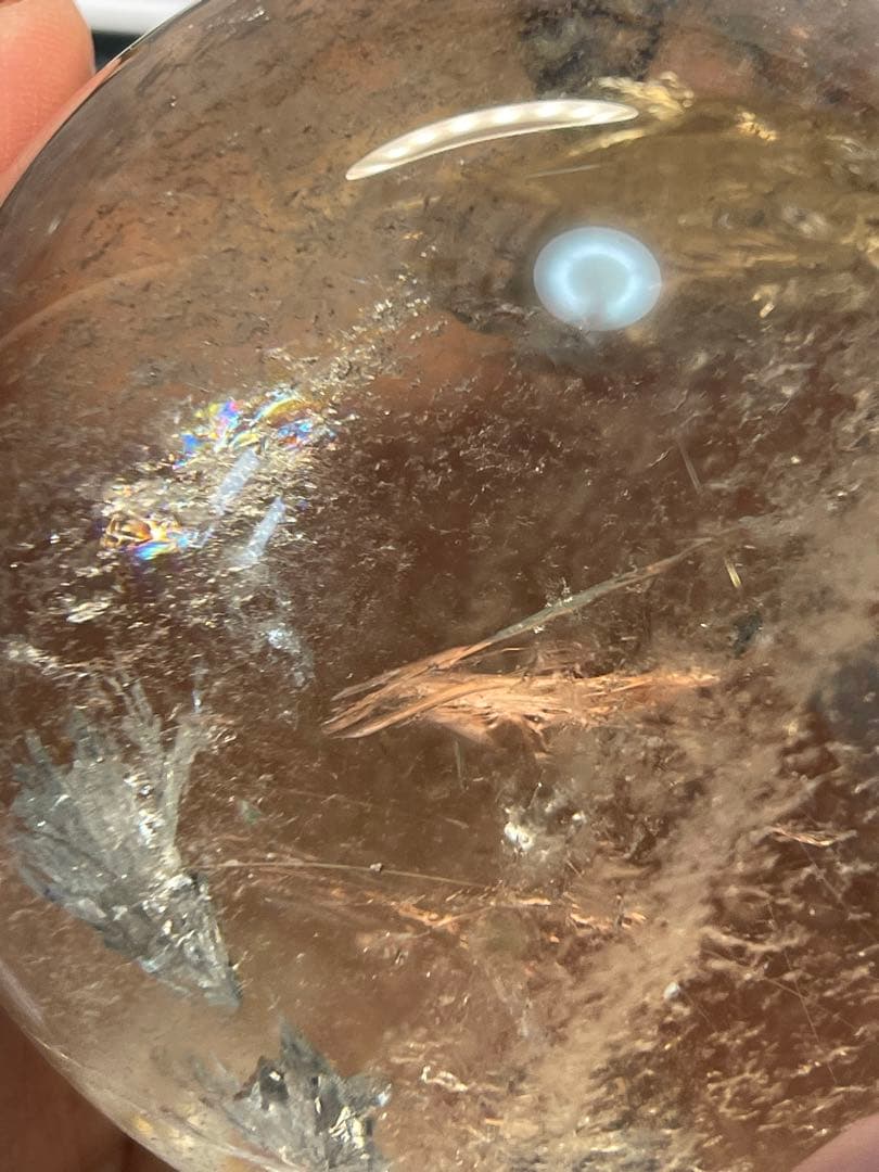 綺麗　高透明❣️天然石　 緑幽霊レインボーオーラ水晶 丸玉　スフィア 79.8ミリ