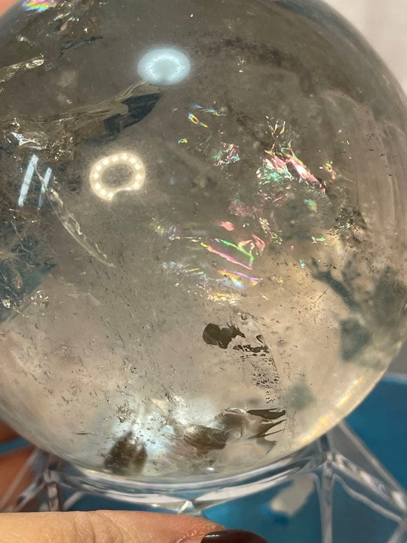 綺麗　高透明❣️天然石　 緑幽霊レインボーオーラ水晶 丸玉　スフィア 79.8ミリ